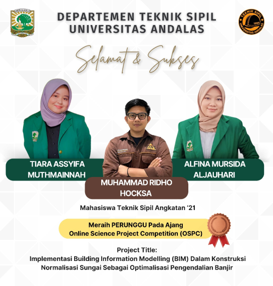 Mahasiswa Teknik Sipil UNAND Raih Medali Perunggu di Online Science Project Competition 2025